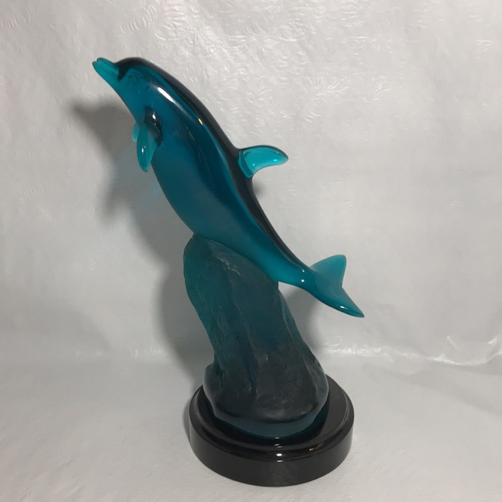 Wyland Studios 1996 Collectible Sculpture Vintage Signed Teal Lucite Dolphin